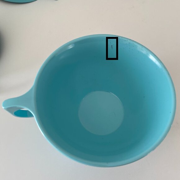 Vintage MELMAC creamer sugar and 4 cups Reto Made in Canada Turquoise - Picture 8 of 8